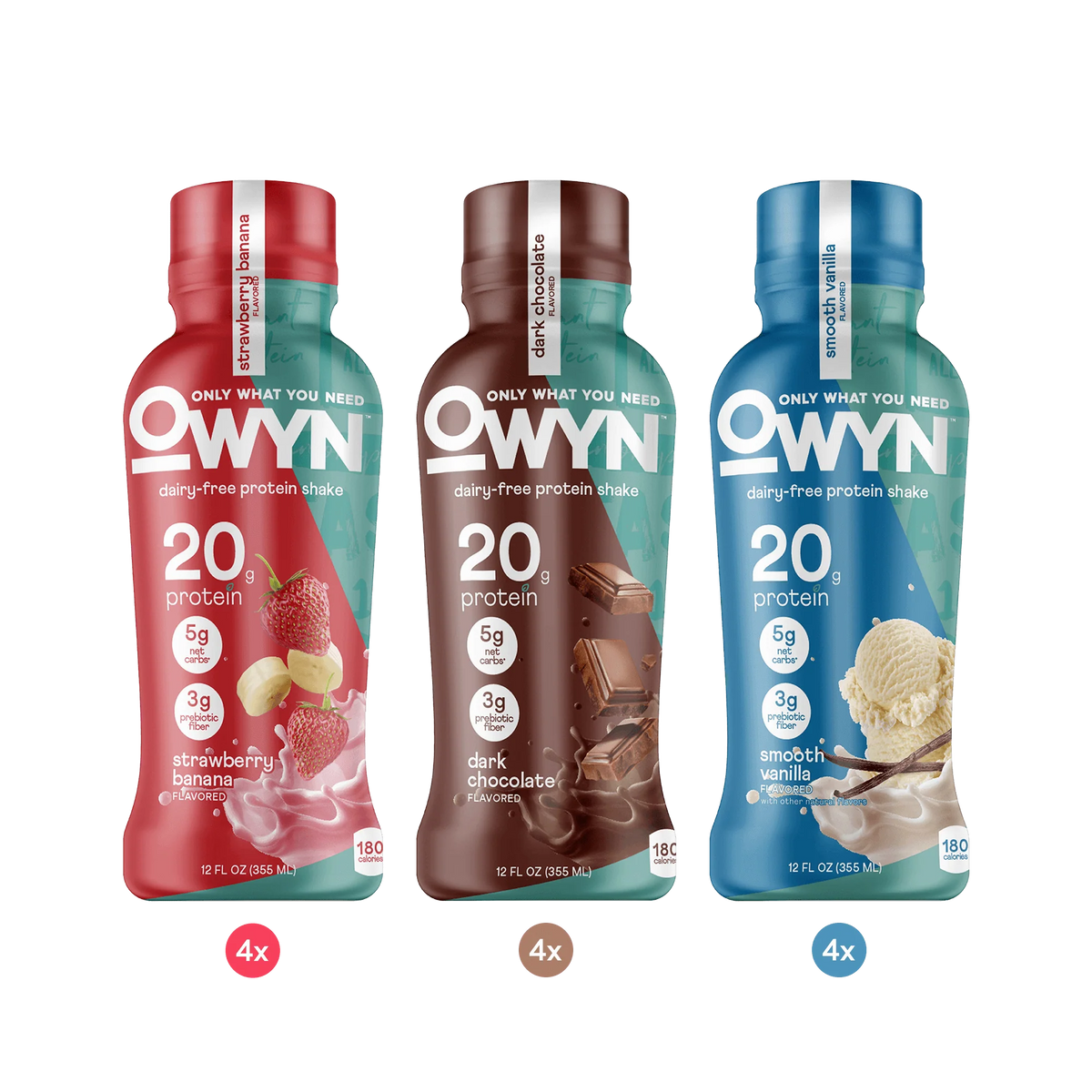 Strawberry Banana, Dark Chocolate, Smooth Vanilla Protein Shake Variety Pack